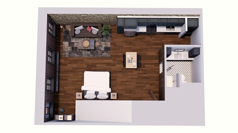Floor plan for studio, 1 bath, 781 sqft